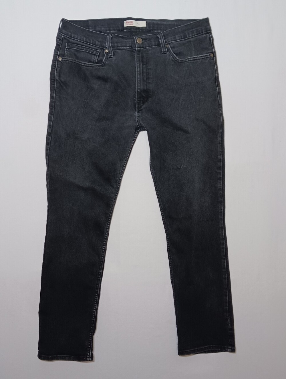 Levi Strauss Signature Mens Slim Fit Jeans 36X30 Black Denim Stretch